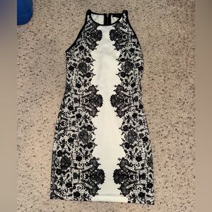 B Darlin Black and White Floral Mini Dress